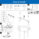Detailed installation diagram for a ceiling light fixture with text 'Easy to Install' at the top.